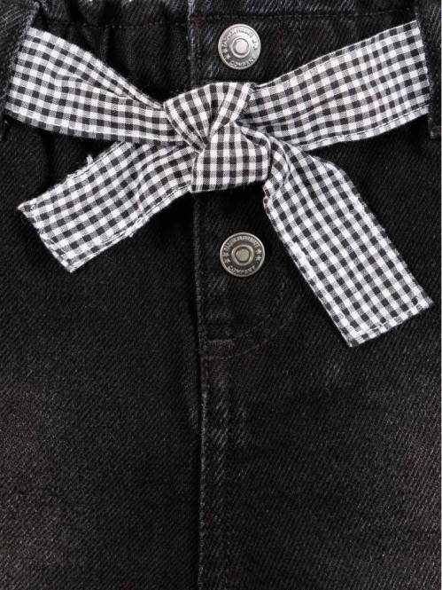 Short jean ceinture vichy fille (3-12A)