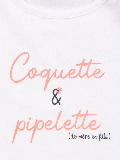 Tee-shirt blanc message fille (3-36M) Tee-shirt blanc message fille (3-36M)
