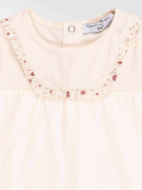 Tee-shirt volant fleuri fille (3-36M) Tee-shirt volant fleuri fille (3-36M)