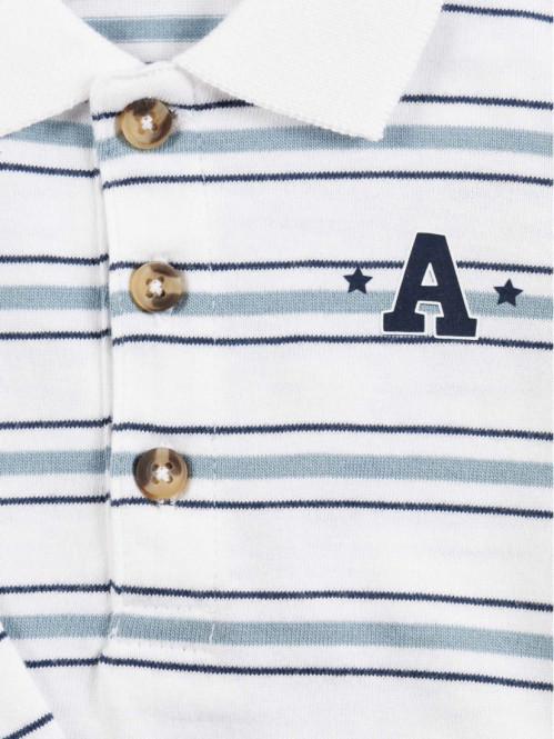 Polo blanc rayé garçon (6-36M) Polo blanc rayé garçon (6-36M)