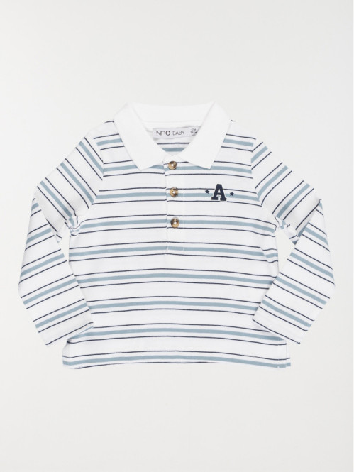 Polo blanc rayé garçon (6-36M)