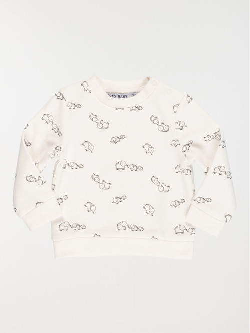 Sweat écru éléphants garçon (3-36M)