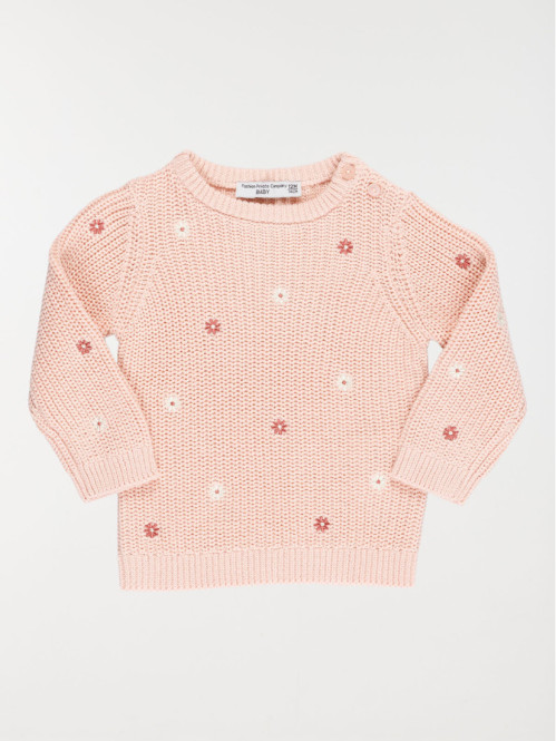 Pull fleurs brodées fille (3-36M)