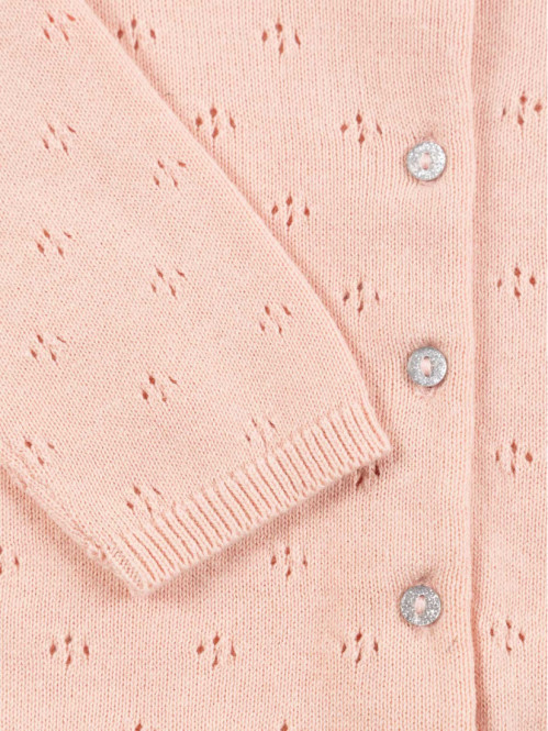 Gilet ajouré rose baby fille (3-36M)