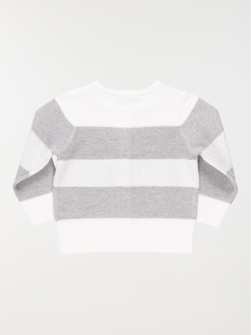 Gilet rayé blanc et gris...