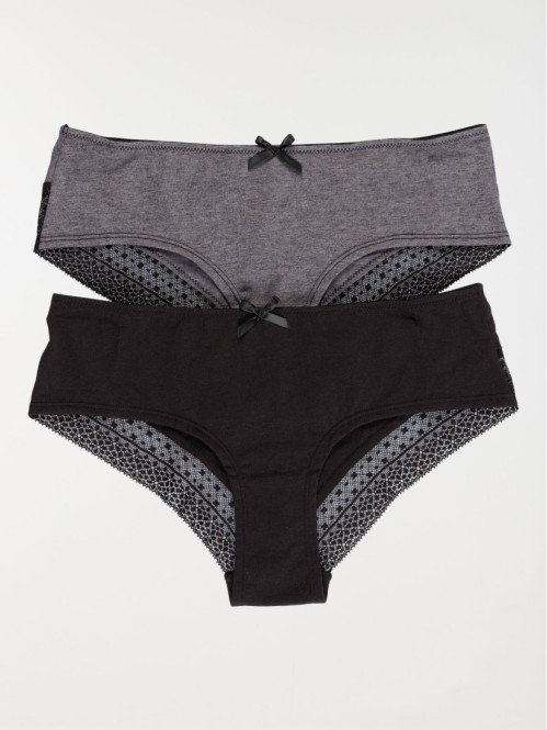 Shorties noir et gris chiné femme (S-XL)