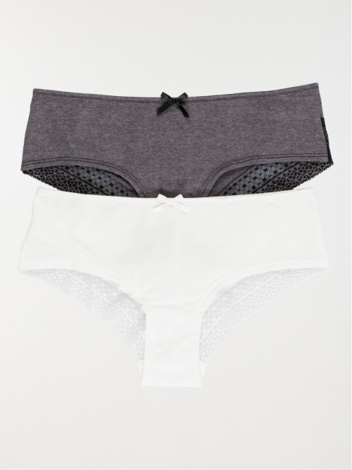 Shorties gris et blanc femme (S-XL)
