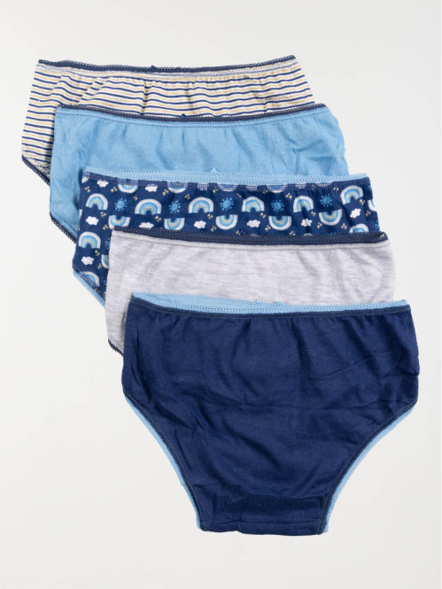Lot de 5 slips arc-en-ciel fille