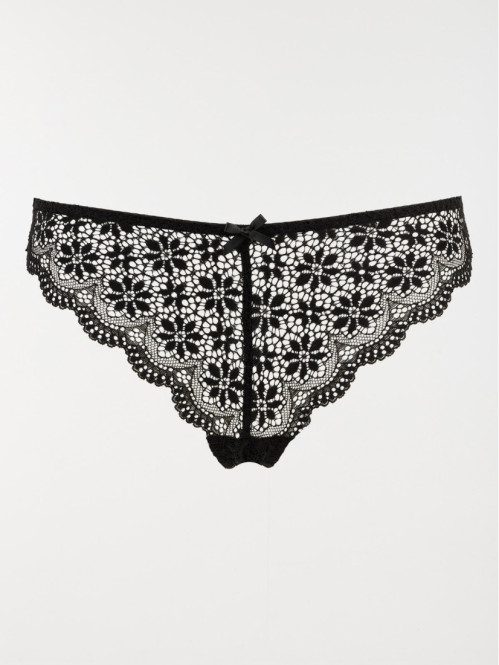 Tanga dentelle noire femme (S-XL)