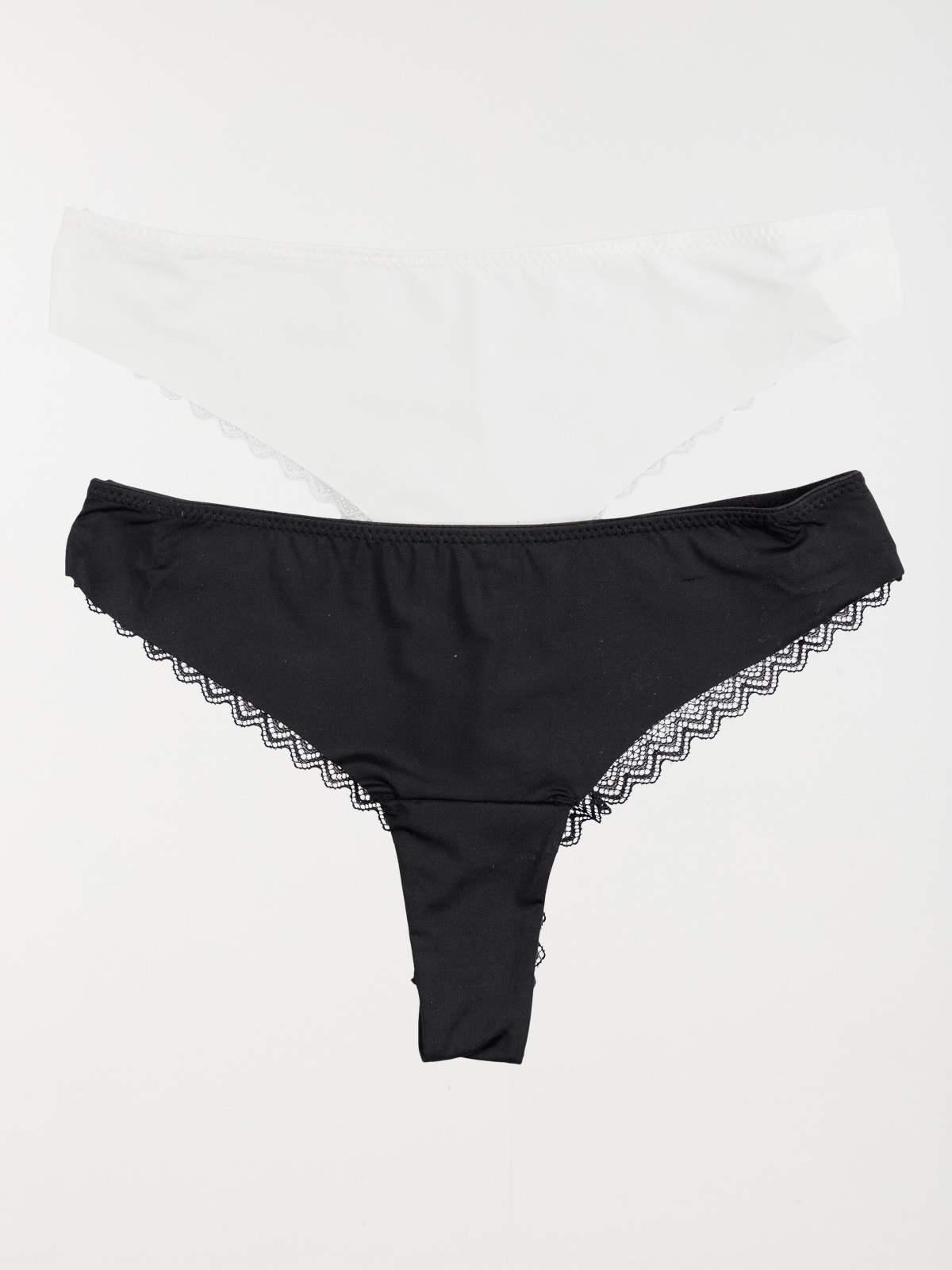 Lot de 2 tangas noir blanc femme (S-XL)