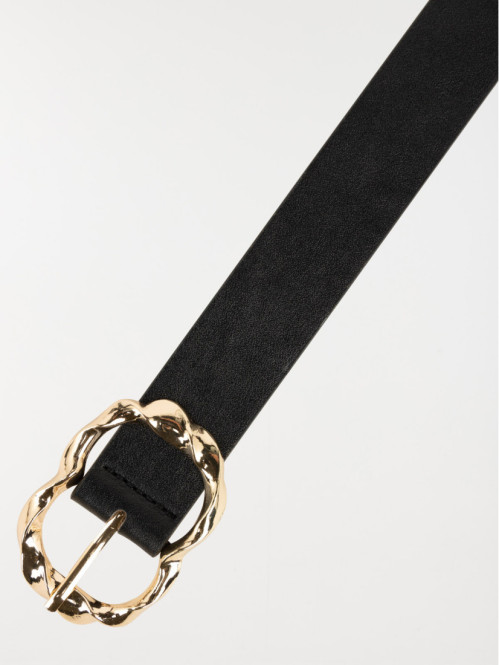 Ceinture noire boucle dorée femme