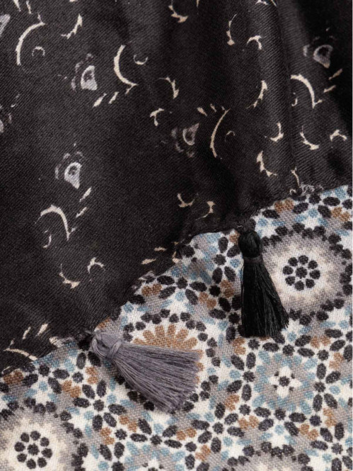 Foulard noir imprimé femme Foulard noir imprimé femme