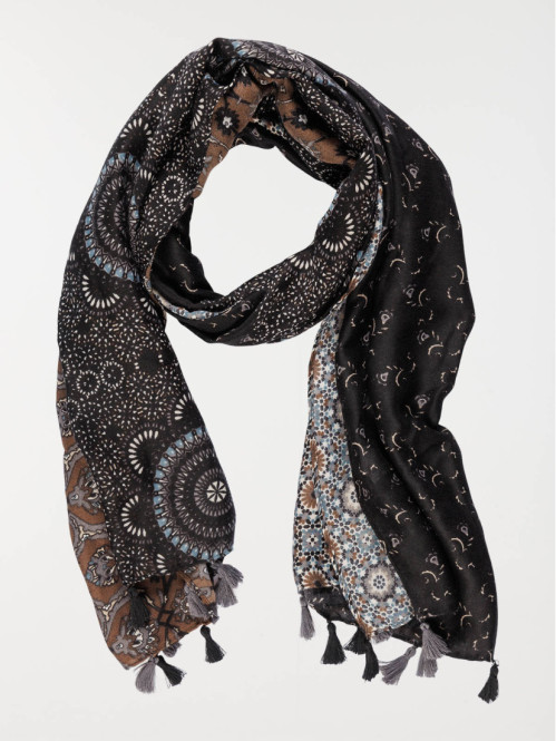 Foulard noir imprimé femme Foulard noir imprimé femme