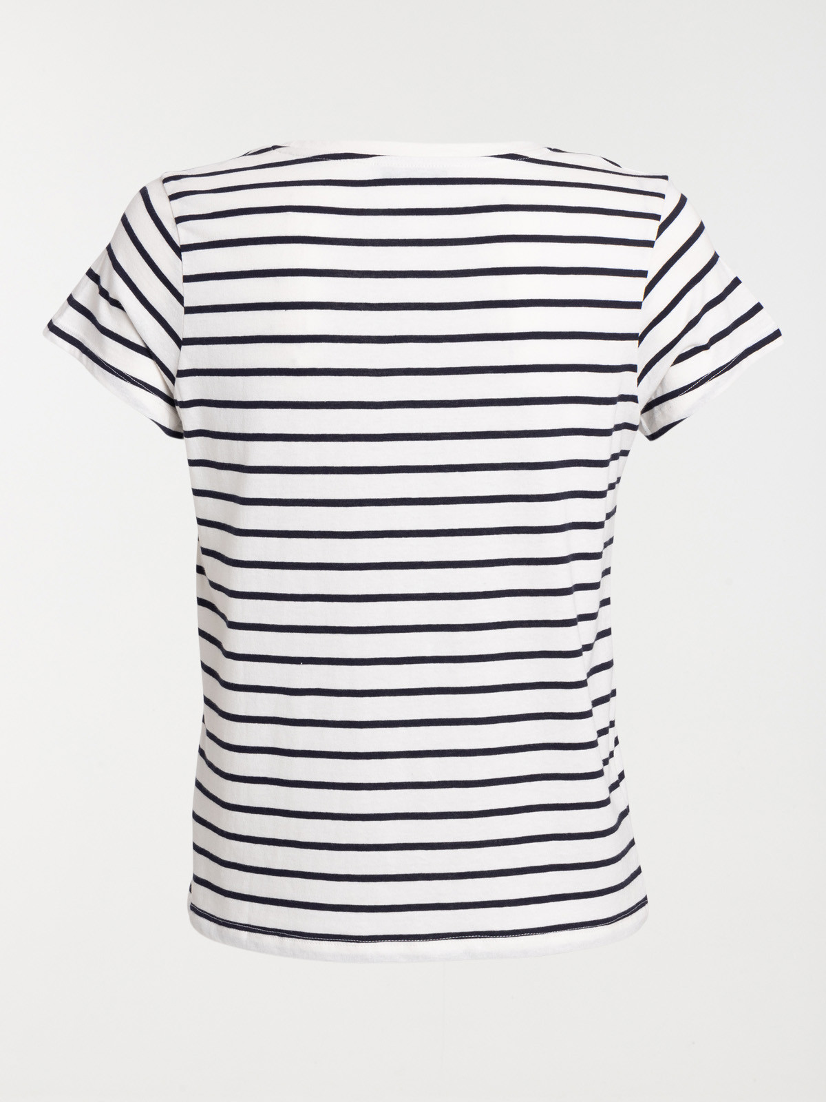 T-shirt rayé écru et navy femme