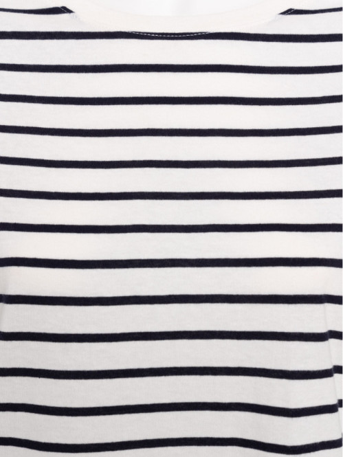 T-shirt rayé écru et navy femme