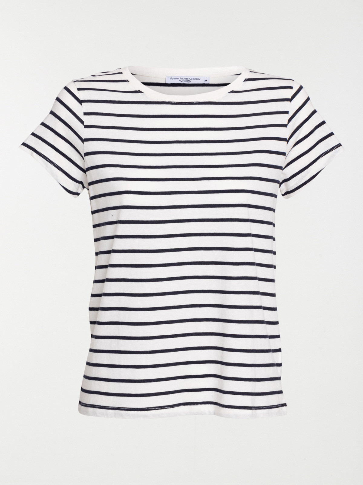 T-shirt rayé écru et navy femme