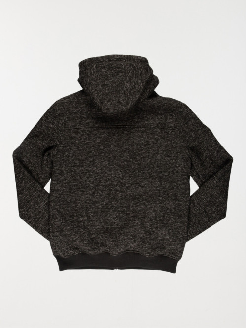Sweat zippé à capuche gris chiné homme