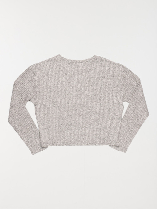 Pull court gris chiné fille (10-16A)