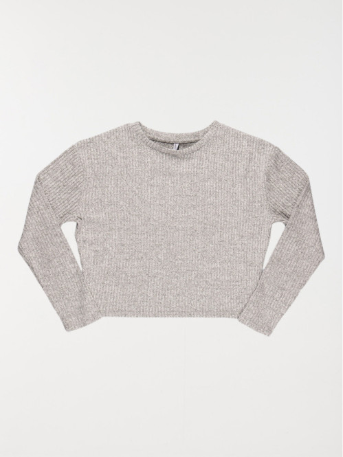 Pull court gris chiné fille...