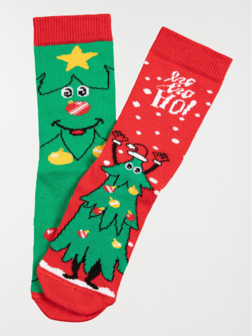 Lot 2 chaussettes Noël sapin garçon