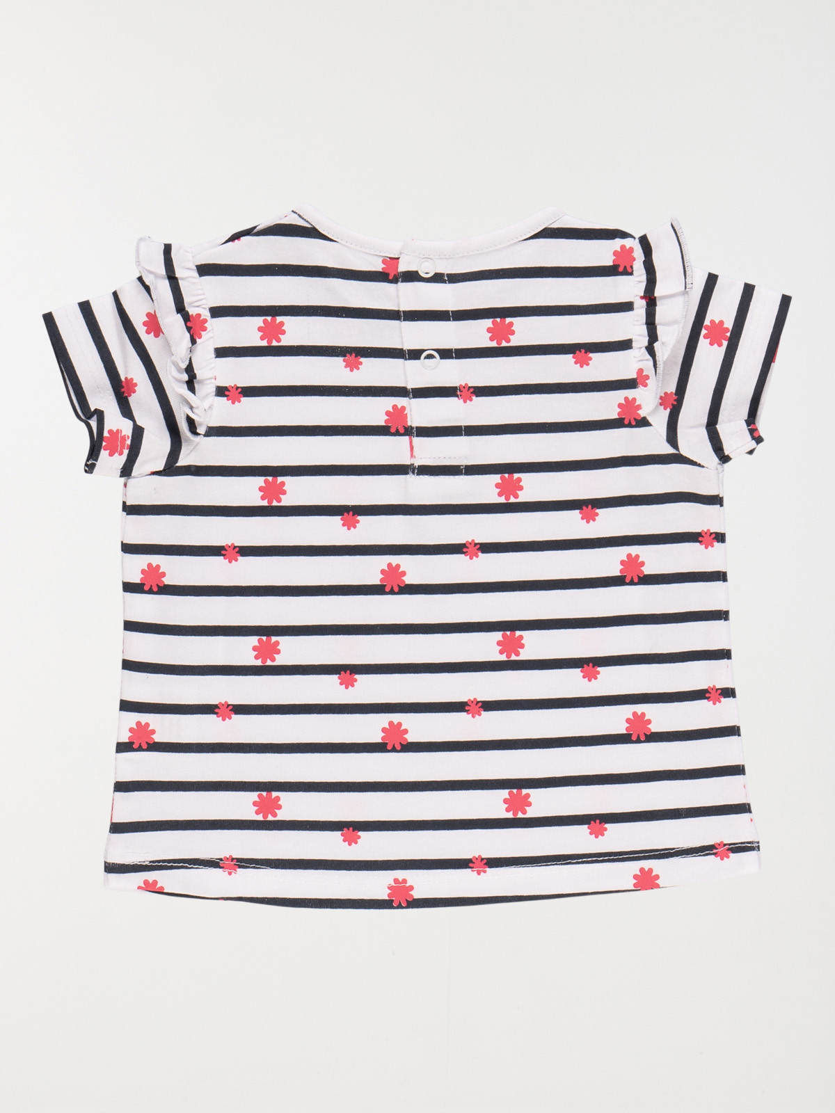T-shirt rayé imprimé fille (3-24M)