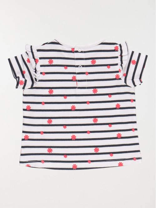 T-shirt rayé imprimé fille (3-24M)