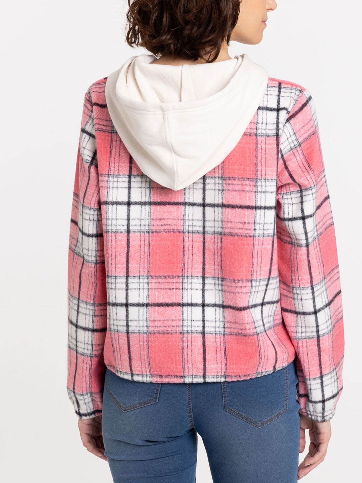 Blouse flanelle capuche à carreaux femme Blouse flanelle capuche à carreaux femme