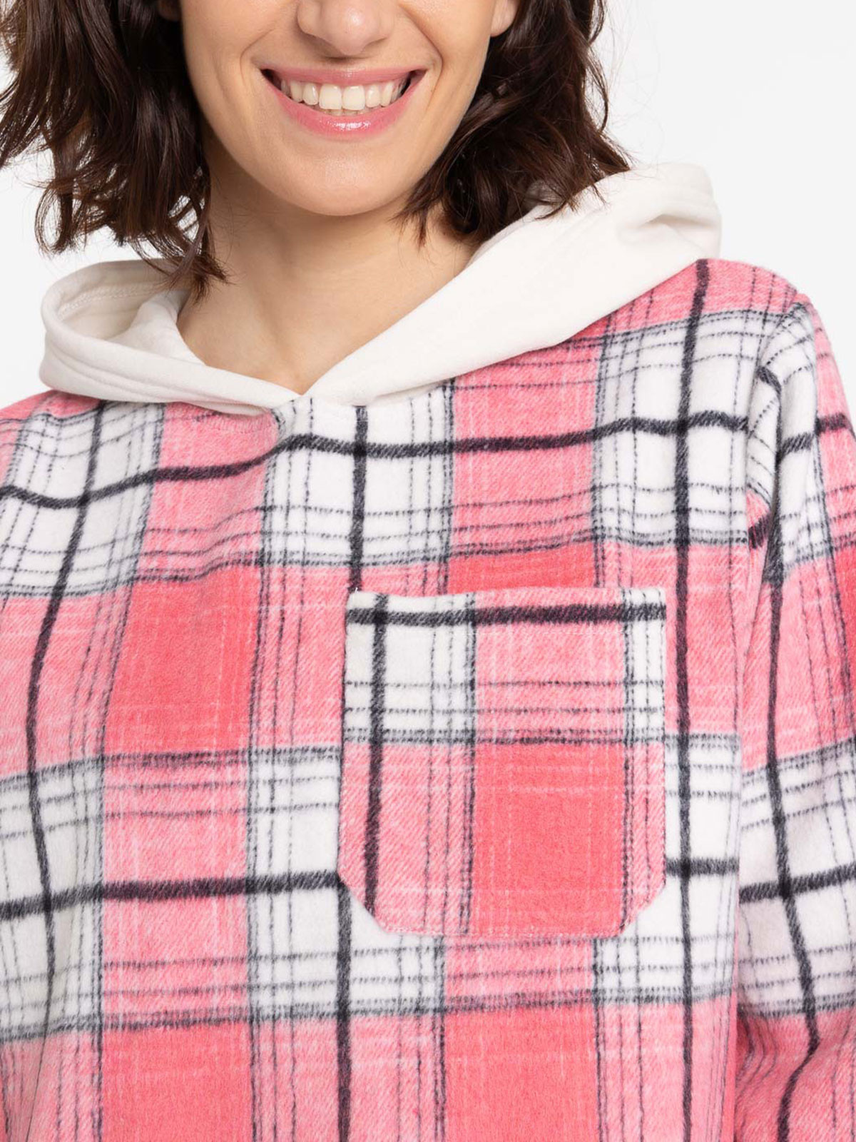 Blouse flanelle capuche à carreaux femme Blouse flanelle capuche à carreaux femme