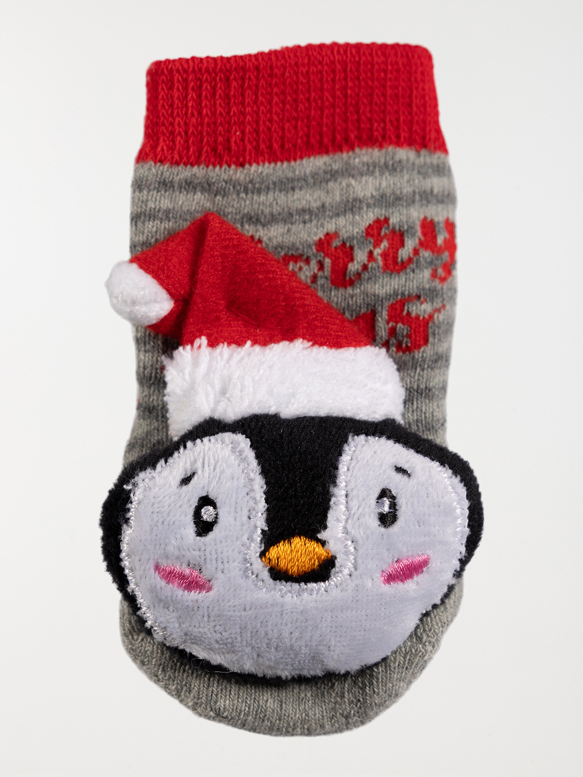 Chaussettes de Noël pingouin gris bébé Chaussettes de Noël pingouin gris bébé
