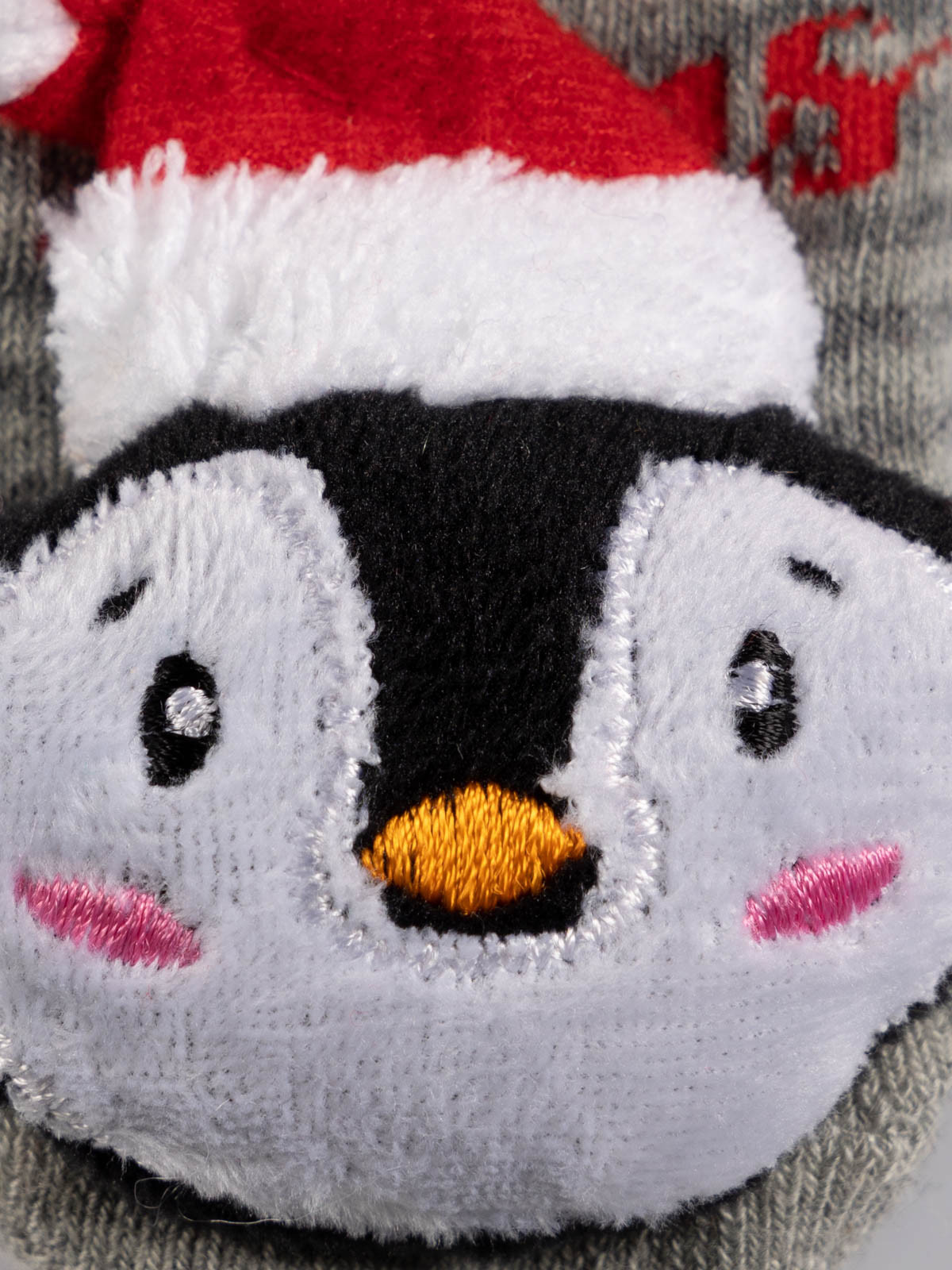 Chaussettes de Noël pingouin gris bébé Chaussettes de Noël pingouin gris bébé