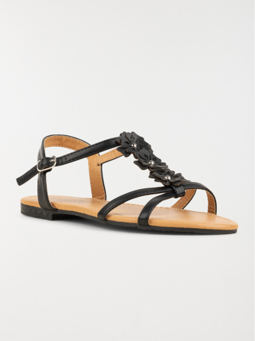 Sandale plate fleurs noir femme (37-42) Sandale plate fleurs noir femme (37-42)