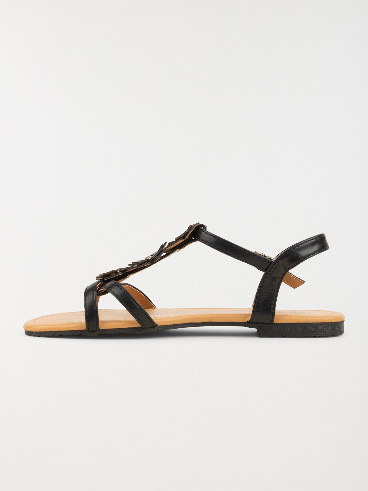 Sandale plate fleurs noir femme (37-42) Sandale plate fleurs noir femme (37-42)