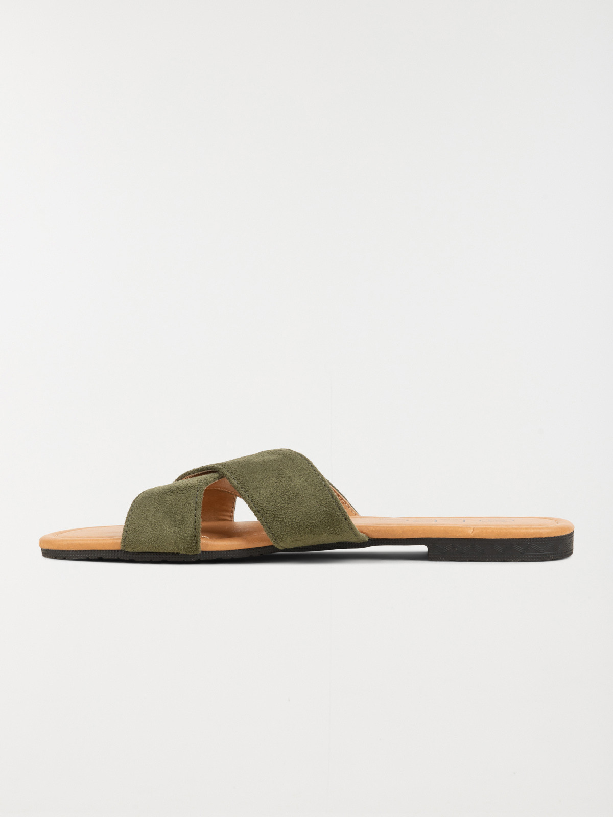 Mule plate velours verte femme (36-41)