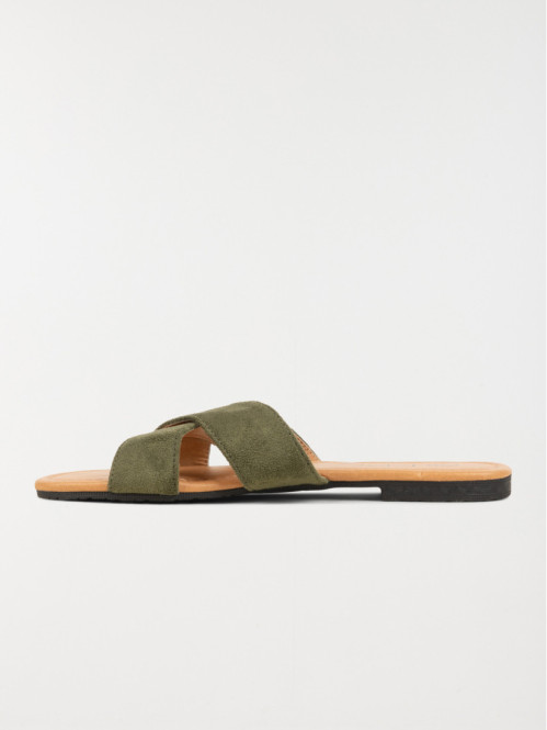 Mule plate velours verte...