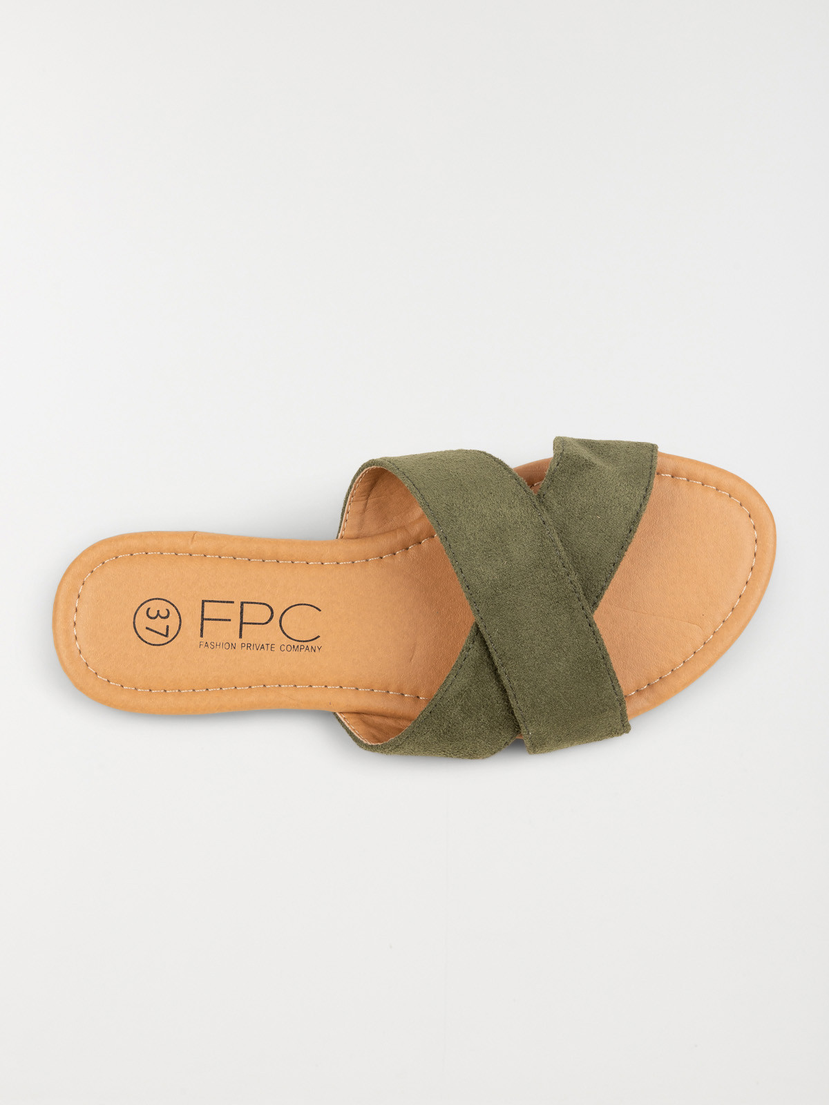 Mule plate velours verte femme (36-41)