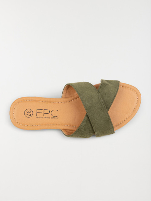 Mule plate velours verte...