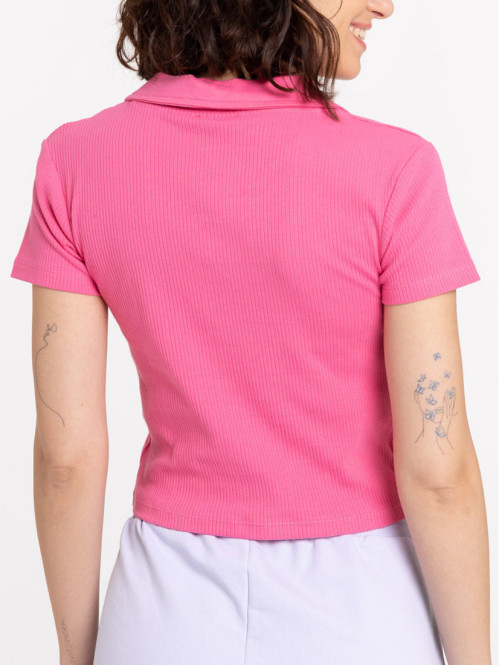 Polo court rose azalée femme
