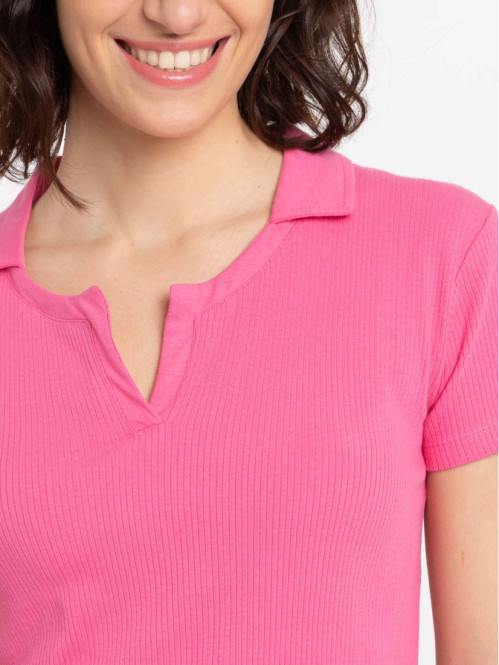 Polo court rose azalée femme