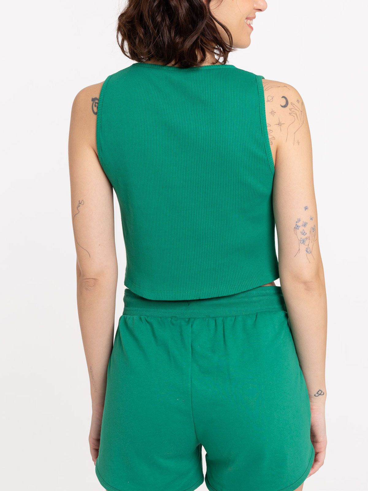 Débardeur court vert bosphore femme Débardeur court vert bosphore femme