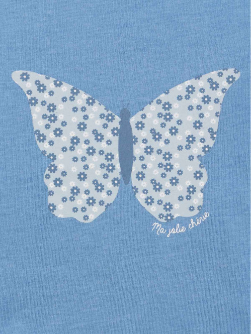T-shirt papillon fille bleu vif (3-24M) T-shirt papillon fille bleu vif (3-24M)
