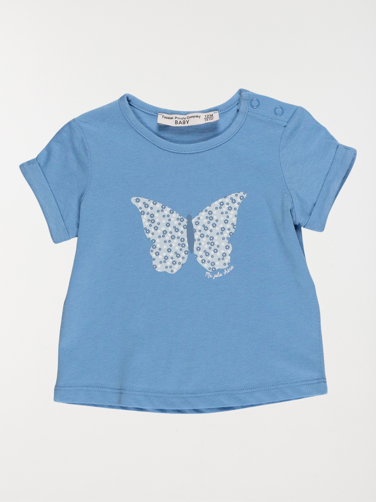 T-shirt papillon fille bleu vif (3-24M)