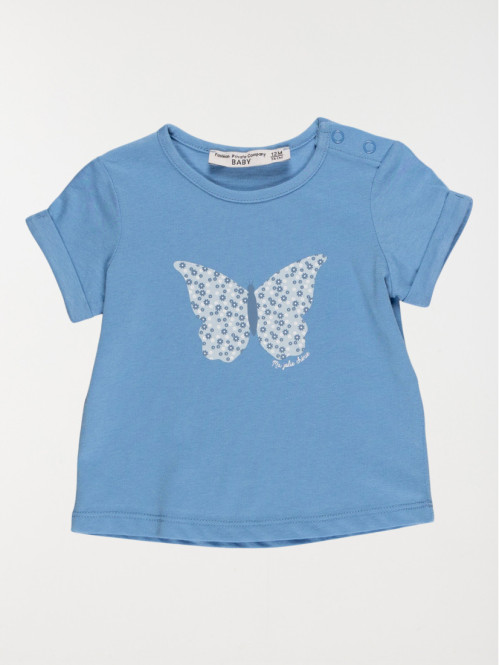 T-shirt papillon fille bleu vif (3-24M)