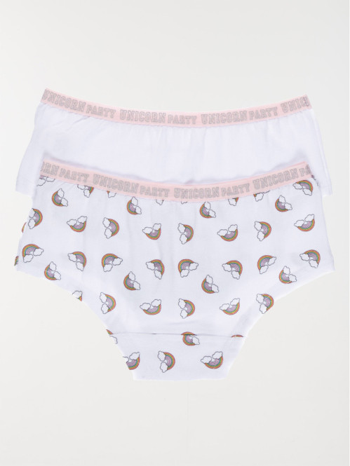 Lot de 2 boxers fantaisies fille