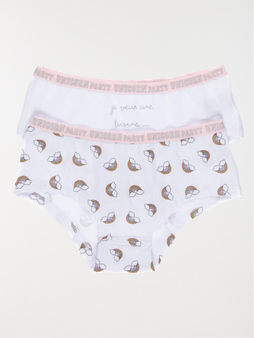 Lot de 2 boxers fantaisies fille