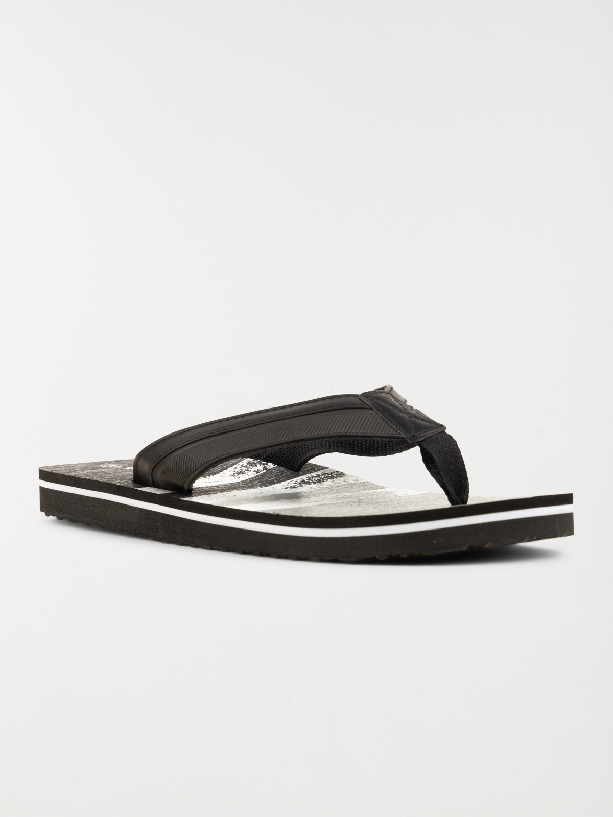 Tongs noires imprimées homme (41-46)
