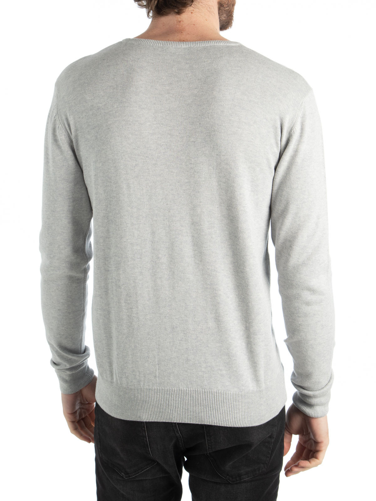 Pull col rond gris chiné homme Pull col rond gris chiné homme