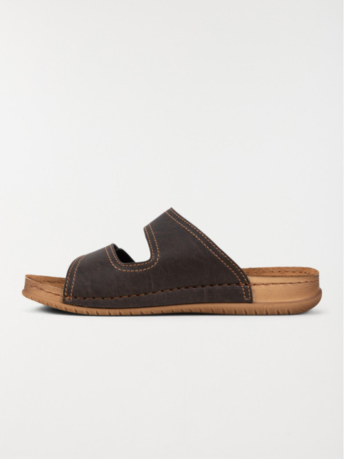 Mules marrons à scratchs homme (40-45) Mules marrons à scratchs homme (40-45)