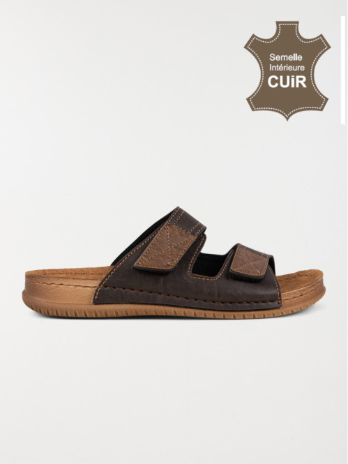 Mules marrons à scratchs homme (40-45)