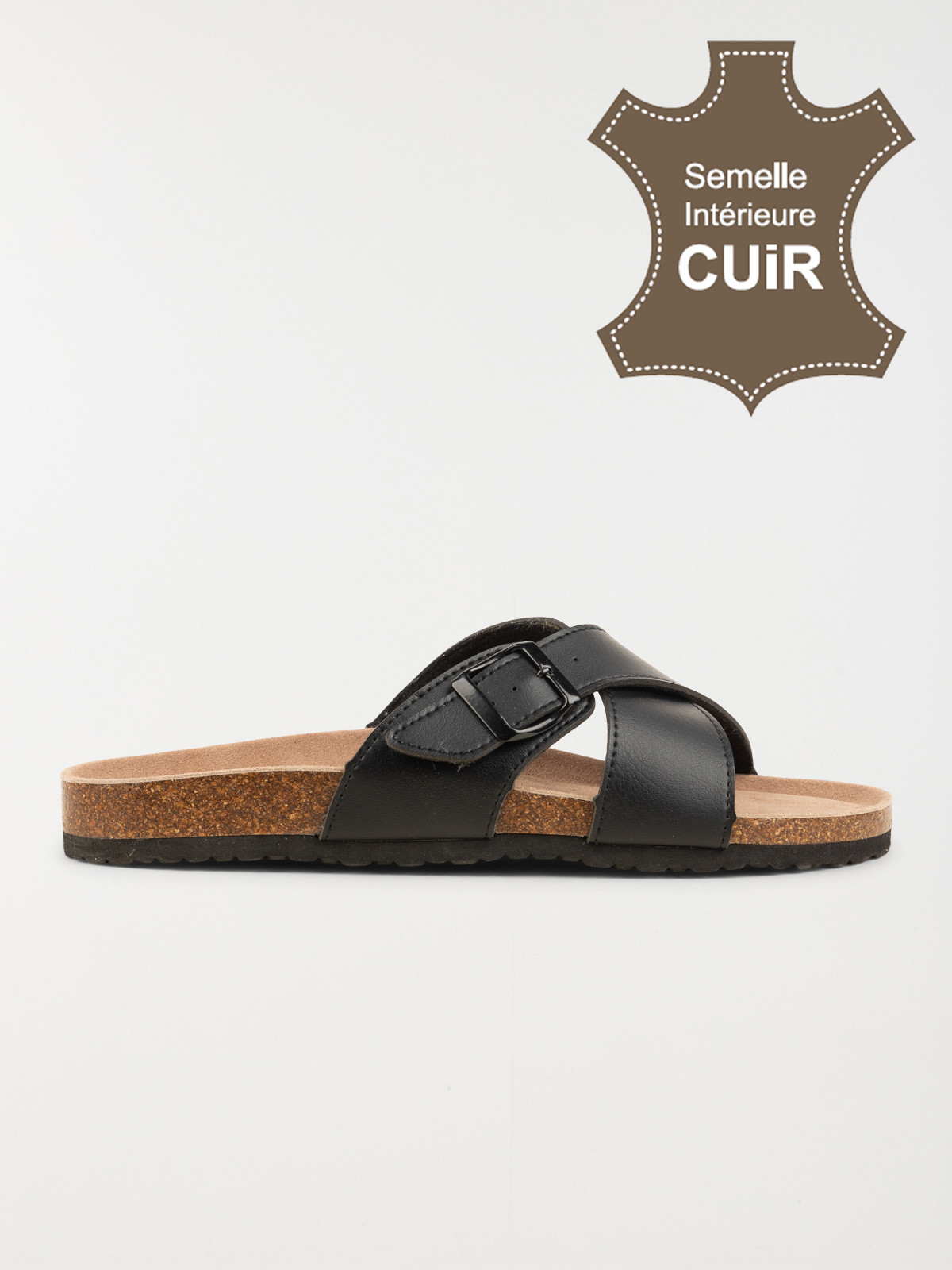 Mules croisées noires homme (40-46)