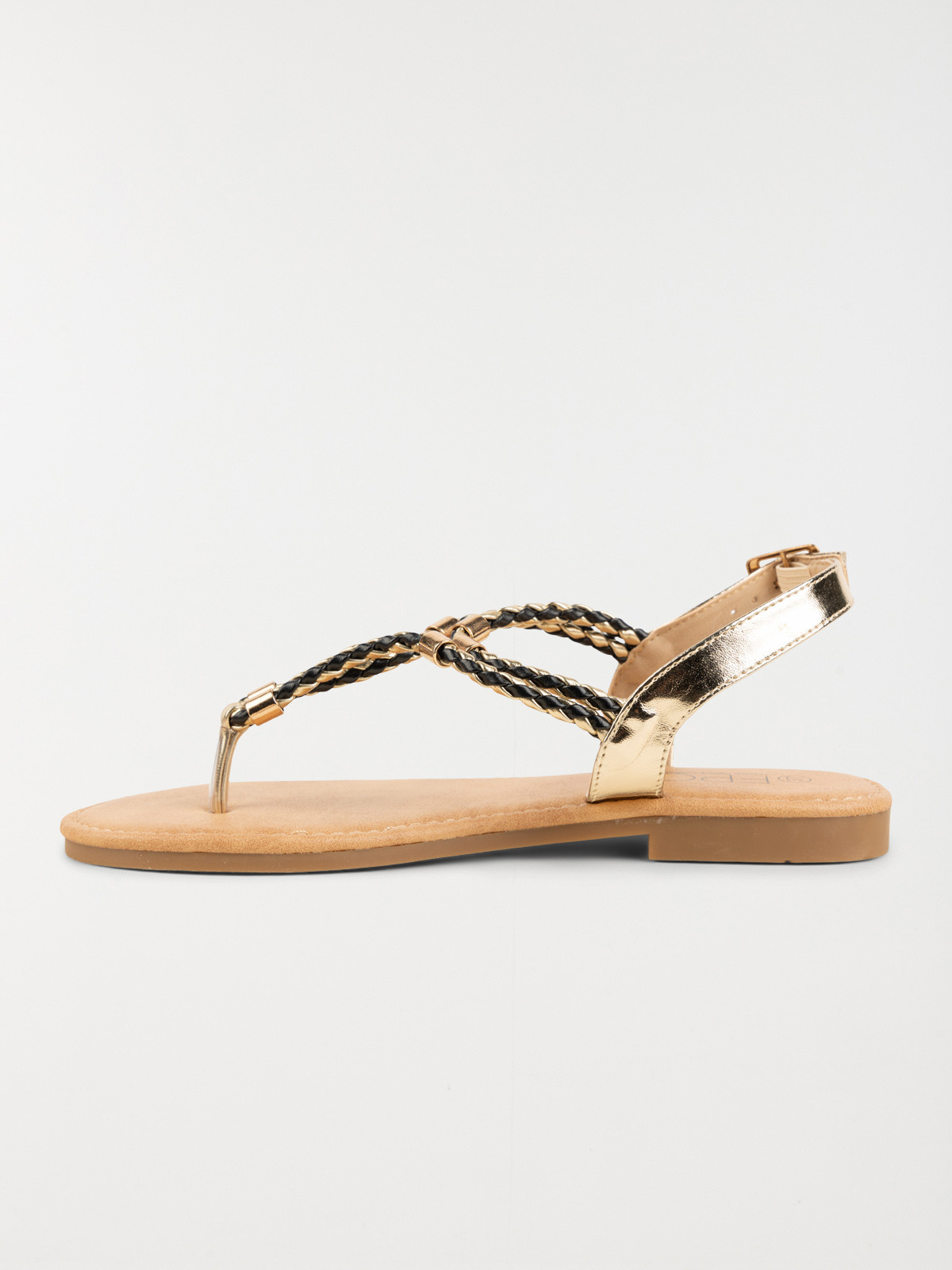 Sandale plate coloris or femme (36-41)